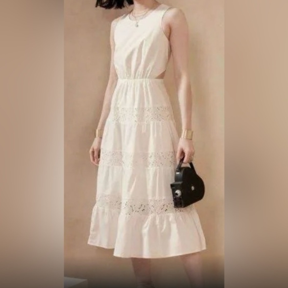 Banana Republic White/Cream Midi Dress